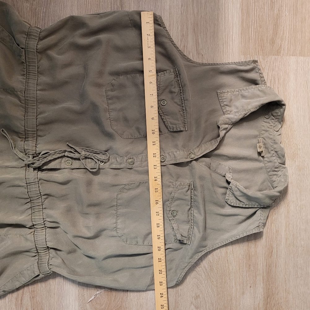 A.N.A. Sleeveless Button Down Belted Shorts Romper Sage Green 1X - Picture 7 of 13